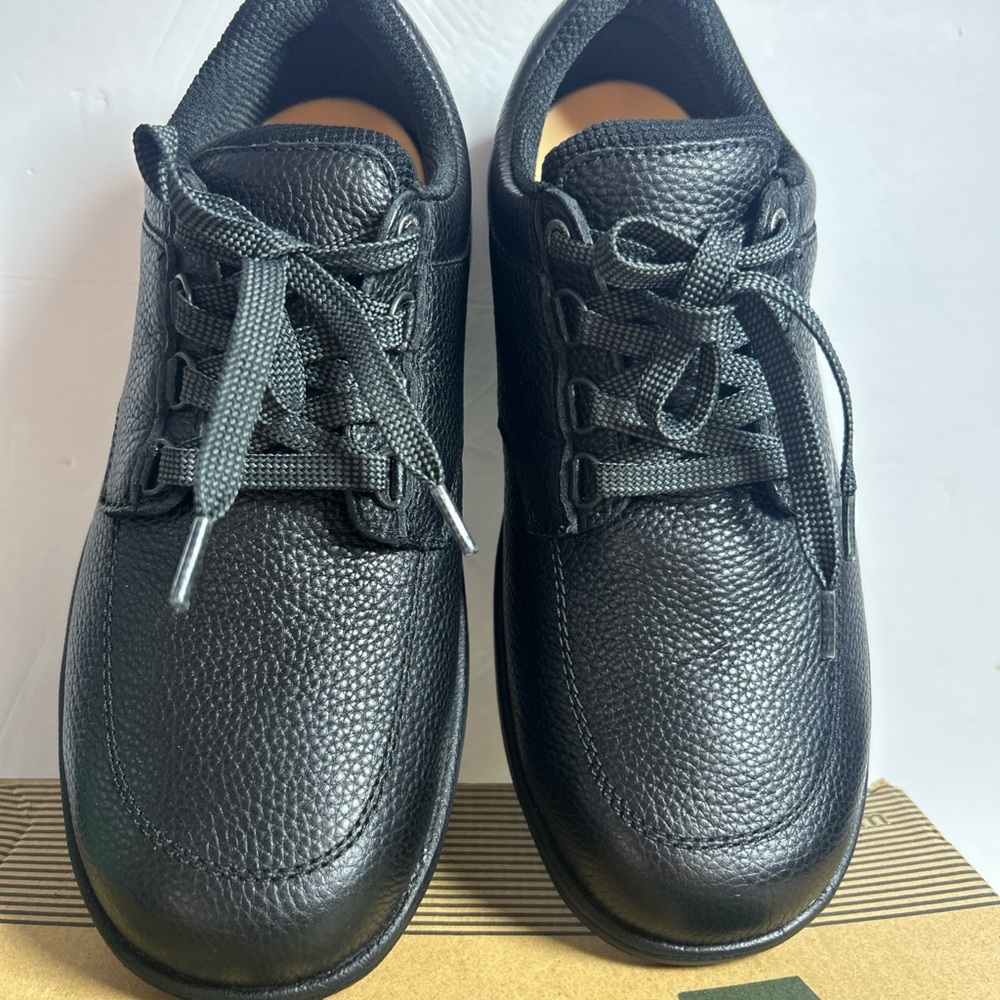 OrthoFeet Avery Island‎ 410 Leather Upper X-Wide Walking Dress Shoes Black 8.54E